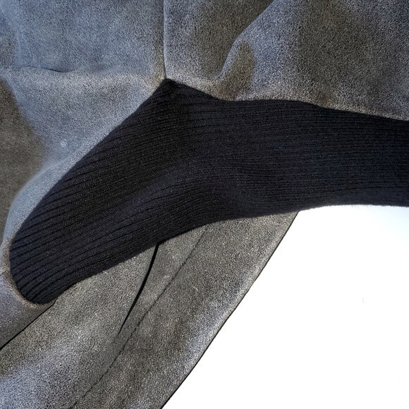 VEDA NYC Gray Black Suede Leather Funnel Neck Crop Jacket Small - Picture 6 of 15